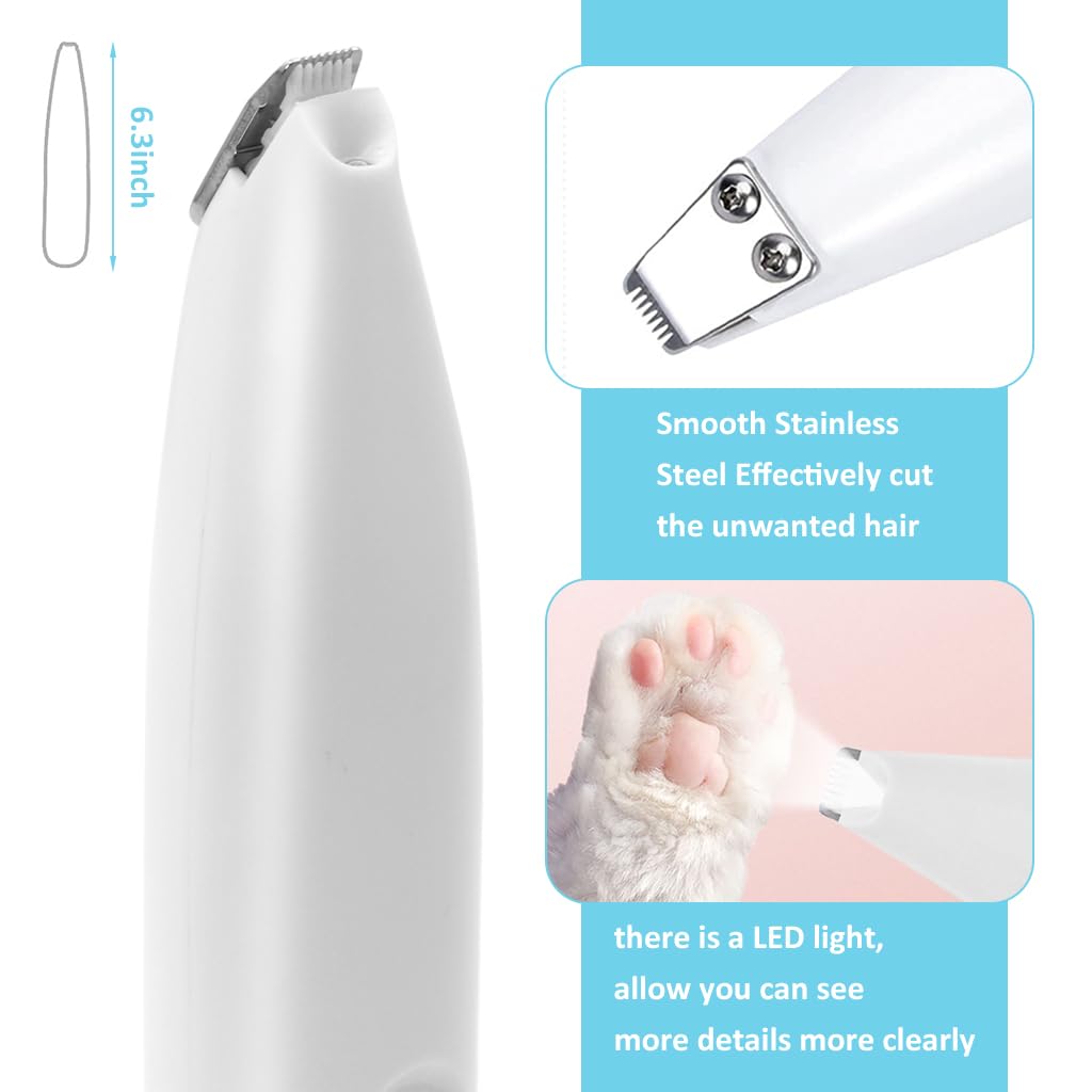 Qpets Dog Paws Hair Trimmer with LED, 2 in 1 Electric Dog Hair Trimmer with Interchangeable Nail Grinder Bit Dog Paw Trimmer Pet Nail Grinder for Hair Around Paws, Buttocks, Wounds Qpets Dog Paws Hair Trimmer with LED, 2 in 1 Electric Dog Hair Trimmer with Interchangeable Nail Grinder Bit Dog Paw Trimmer Pet Nail Grinder for Hair Around Paws, Buttocks, Wounds